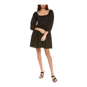 Nation LTD Heddie Combo Babydoll Mini Dress Size XS Jet Black New